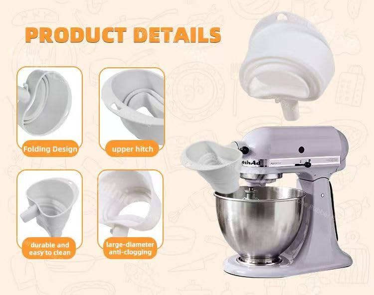 KitchenAid Flour Funnel - Silicone Baking Accessory for Tilt Head Mixers