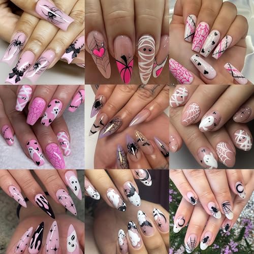 8 Sheets 5D Embossed Halloween Spider Skull Ghost Nail Art Stickers