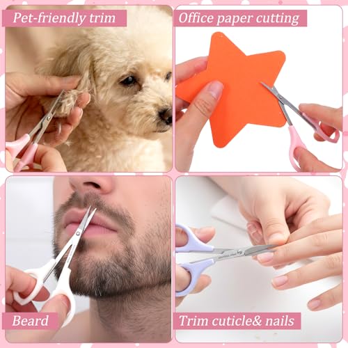 BOHUIZ 4-Piece Stainless Steel Eyebrow Scissors with Protective Caps