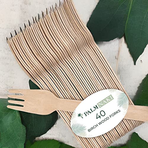 Eco-Friendly Birchwood Cutlery Set - 40 Disposable Forks
