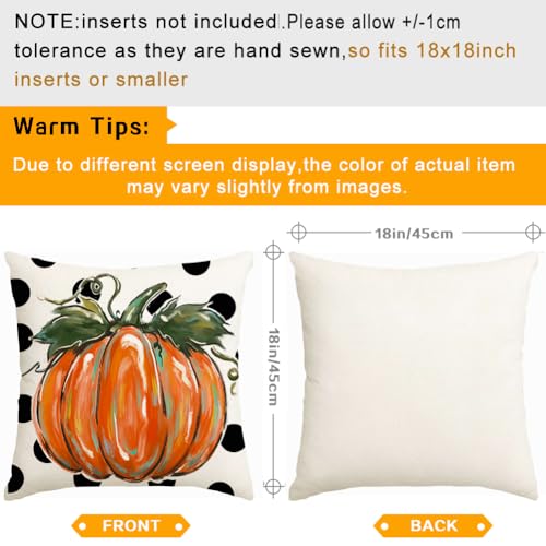 RABUSOFA Fall Pumpkin Pillow Covers 18x18 Autumn Orange Decor