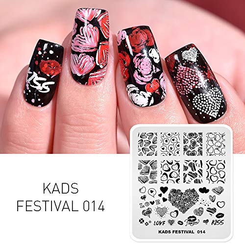 KADS Valentine's Day Nail Art Stamping Plate Love Heart FE014