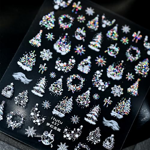 5D Embossed Christmas Nail Art Stickers Self-Adhesive Gold Silver Winter Decals