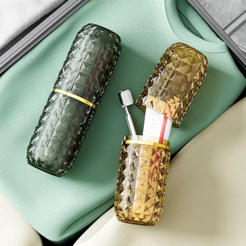 Awleynz Green Travel Toothbrush Holder with Cover & Cup - Bathroom Organizer