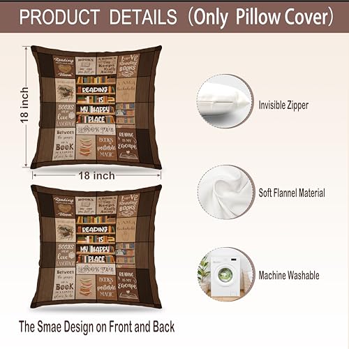 18x18 Reading Pillow Cover for Book Lovers - Cozy Decorative Accent