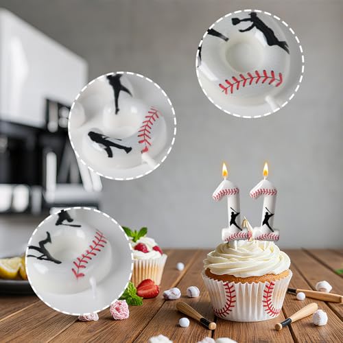 Baseball Number 11 Birthday Candle - Smokeless Cake Topper for Parties