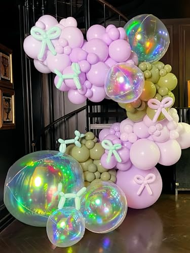 Round Iridescent 4D Balloons - 3 Pack 32 Inch Holographic Rainbow Party Decor