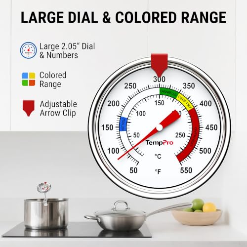 TempPro 9" Mechanical Candy & Deep Fryer Thermometer with Pot Clip