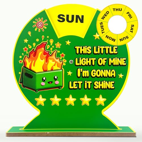 Funny Wooden Dumpster Fire Desk Accessory with Rotating Display