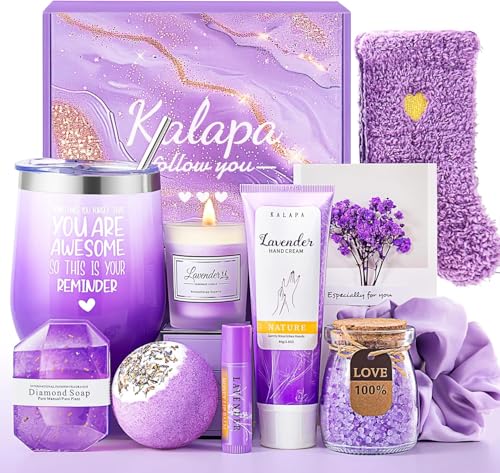 Lavender Christmas Gift Basket for Women - Unique Birthday & Holiday Presents for Her