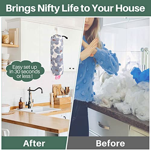 TOGETRUE Light Grey Plastic Bag Holder Wall Mount Organizer for Kitchen & Pantry
