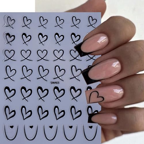 Valentine Heart Nail Art Stickers - 10 Sheets Self-Adhesive Decals