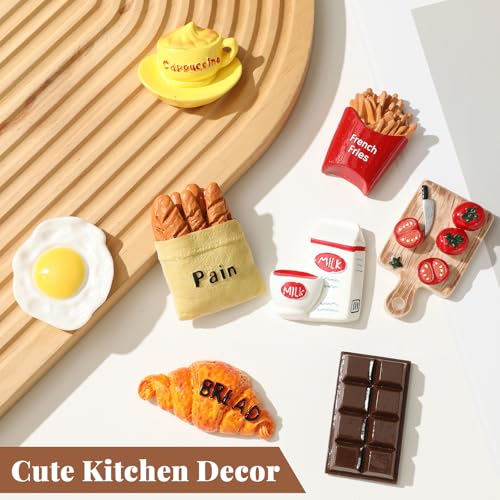8-Piece Cute Food Fridge Magnets - Decorative Kitchen & Locker Magnets