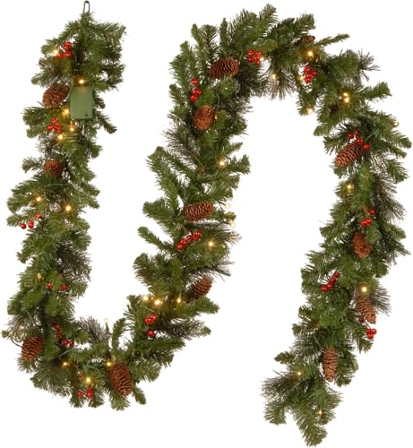 6ft Pre-Lit Artificial Christmas Garland with Glitter, Pinecones & Berries - Crest Spruce, Battery Operated
