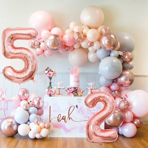 40 Inch Rose Gold Number 80 Balloons for 80th Birthday Party