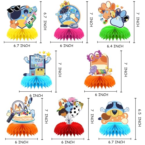 8pcs Blue Dog Honeycomb Decorations for Birthday Parties
