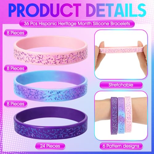 Capoda 24 Pcs Kpop Silicone Wristbands - Purple Music Theme Party Favors