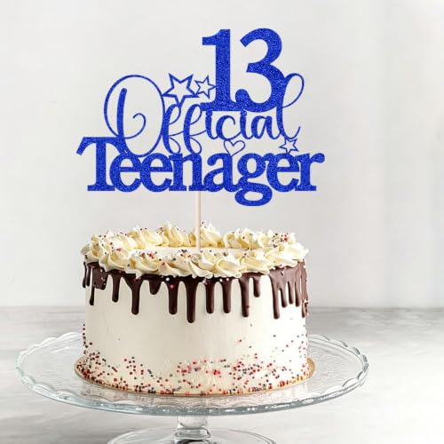 13 Official Teenager Cake Topper Dark Blue 13th Birthday Party Decor