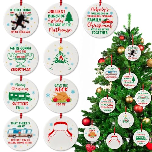Christmas Vacation Hanging Ornaments - 9 Pack Festive Movie Decorations