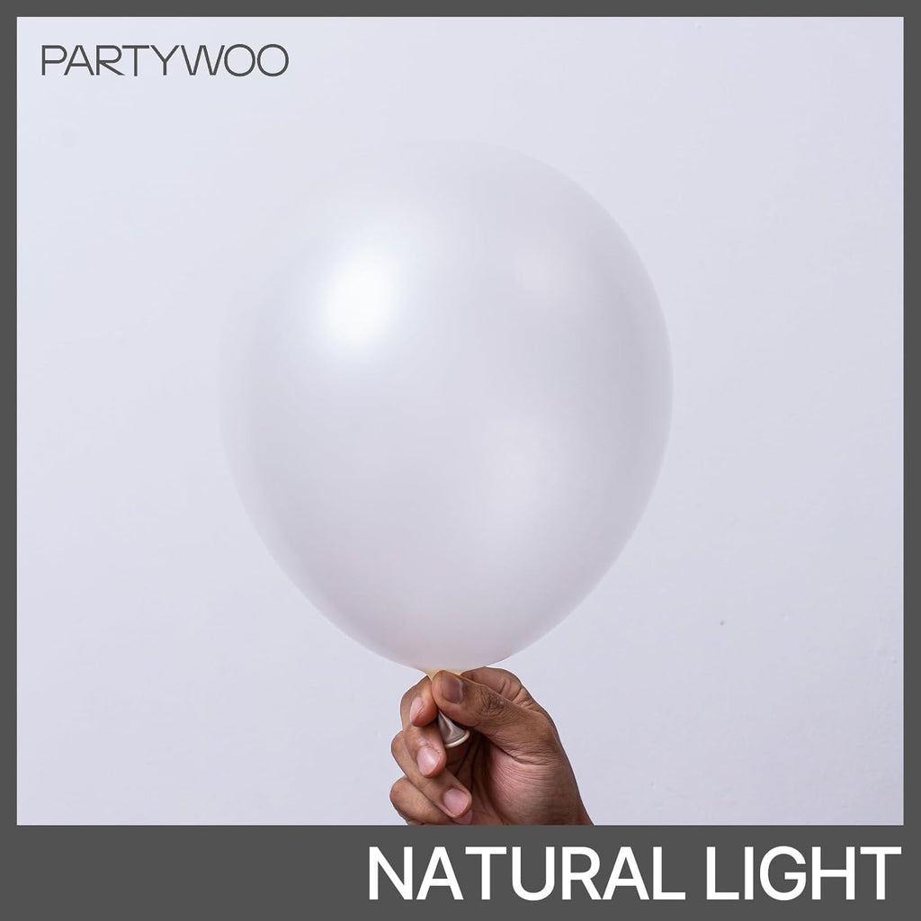 PartyWoo Pearl White Balloons - 100pcs 12 Inch Metallic Latex for Weddings, Anniversaries & Celebrations