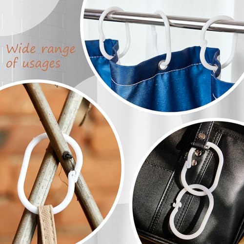 C-Shaped Shower Curtain Hooks - 10 Pack White Buckle Rings