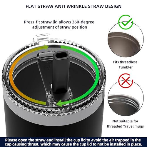 30 oz Flip Straw Lid for YETI 30/32 oz Tumbler,Yeti 26/35/42 oz Straw Mug, Straw Lid for YETI Rambler Drinkware, Shatter-Proof and Dishwasher Safe, Black