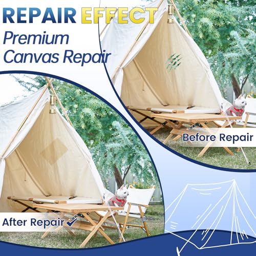 Canvas Repair Tape - 4" x 80" Waterproof Self-Adhesive Fabric Patch Kit for Tents, Boat Covers and Awnings