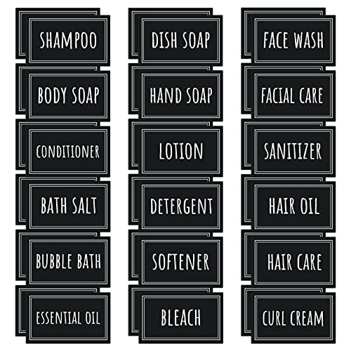 Segbeauty Waterproof Soap Dispenser Labels S+D+F-Black - 36 Pack Minimalist Stickers for Bottles