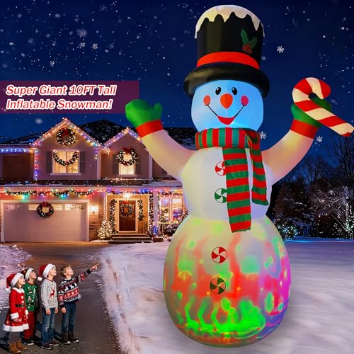 10 Ft Inflatable Christmas Snowman Decoration with Candy Details for Yard Garden Home Indoor Outdoor