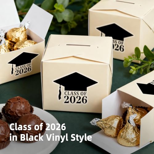 50 Pack Class of 2026 Graduation Hat Stickers - Waterproof Vinyl
