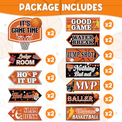 24 Basketball Party Directional Signs - Kids & Adults Decor