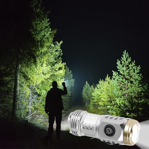 2Pcs German Three-Eyed Monster Mini Flashlight, Super Power Thumb Light with Clip, Portable LED Torch (Black+Silver)