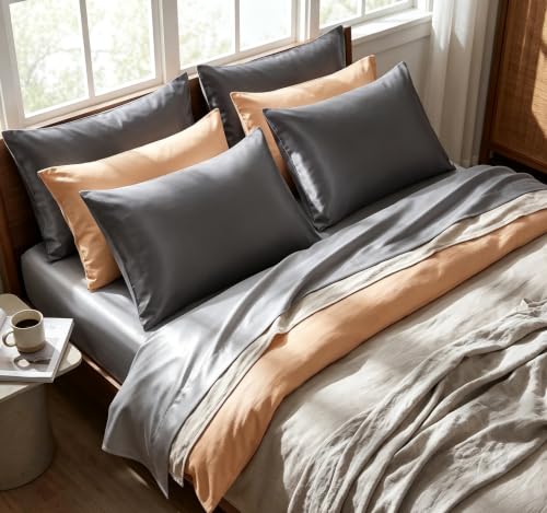 JUWENIN Satin Pillowcase Set for Hair and Skin - 4 Pack with Zipper