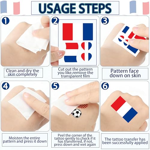 USA Flag Temporary Face Tattoos - 10 Pcs Removable Soccer Party Favors