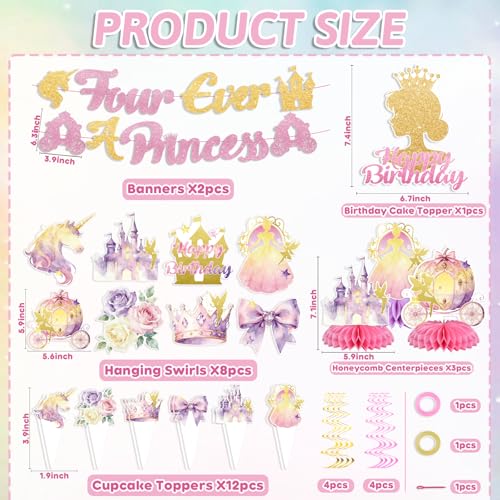 Princess Birthday Decorations Set - 35PCS for 4th Birthday