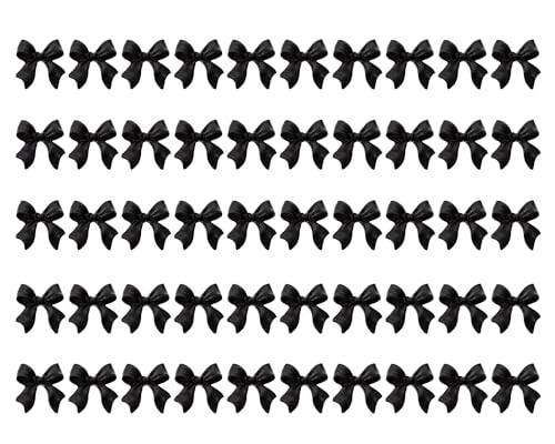 Black Acrylic Nail Bow Charms 3D Flatback Rhinestones 50PCS