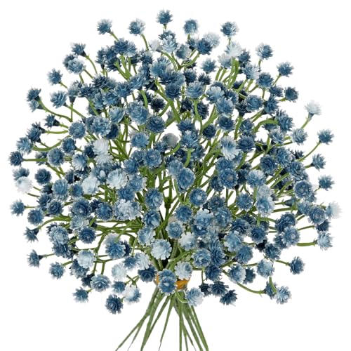 DILATATA Artificial Baby's Breath Flowers - 12 Pcs Blue Gypsophila Bouquet