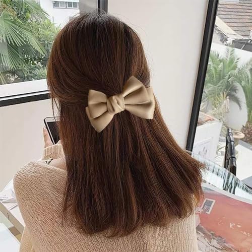 PU Leather Bow Hair Clip Black Korean Style Duckbill Hairpin 8 Inch