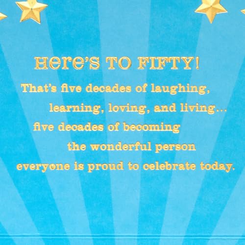 Hallmark 50th Birthday Card - Gold Foil Milestone Greeting Card