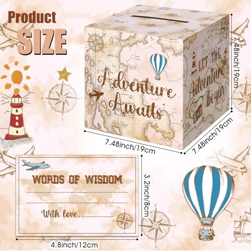 Let the Adventure Begin Card Box & Advice Cards Set - Travel Theme Party Supplies