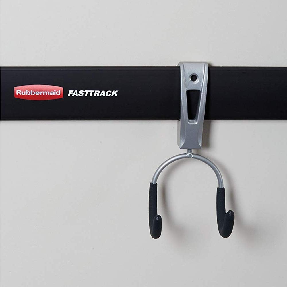 Rubbermaid Garage Hook Organizers - Universal Metallic FastTrack Design | 2 Pack for Efficient Storage