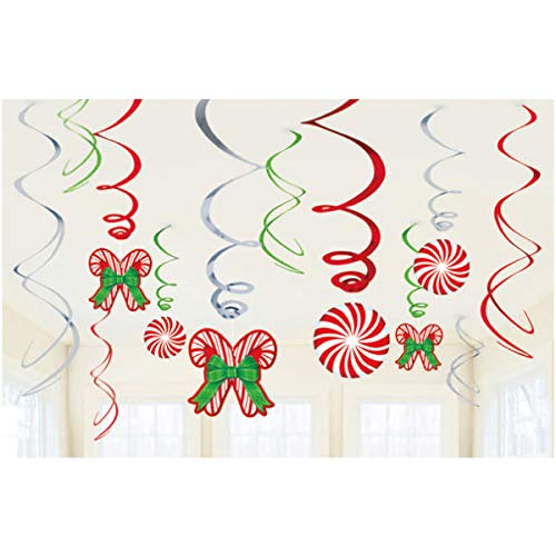 Amscan 679852 Candy Cane Foil Swirls Value Pack, 12 Ct. | Christmas Decoration 24"