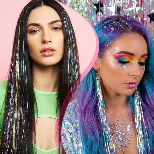 LUSTRIB 232 Pcs Colorful Hair Wrap Strings for Braids - Rainbow DIY Styling Yarn