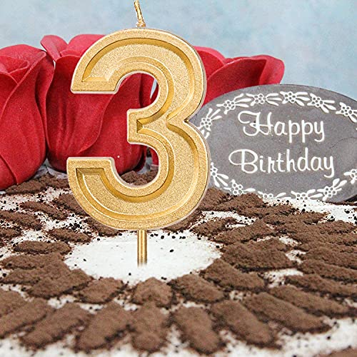 Luter Large Gold Glitter Number Birthday Cake Candle 2.76 Inch