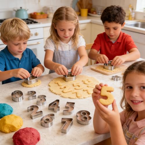 9-Piece Stainless Steel Number Cookie Cutters Set - 0-8 (6 Reverses to 9)