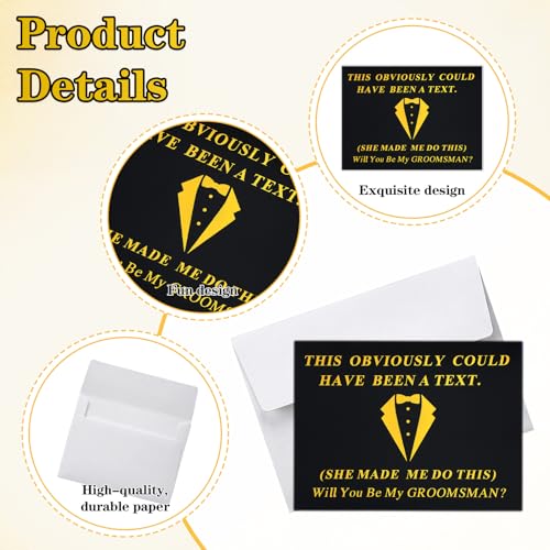 Groomsmen Proposal Cards Set - 8 Pack with Envelopes