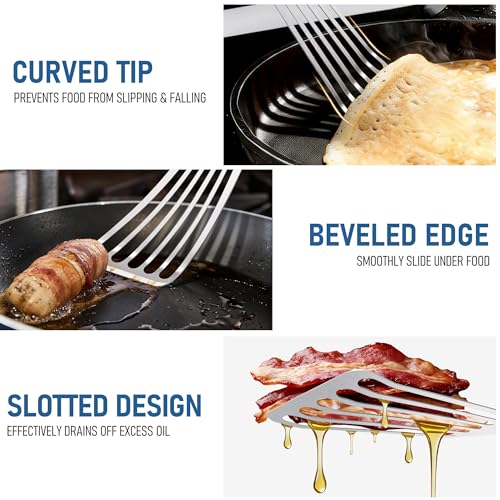 Joyfair 2-Piece Stainless Steel Fish Spatula Set with ABS Handles