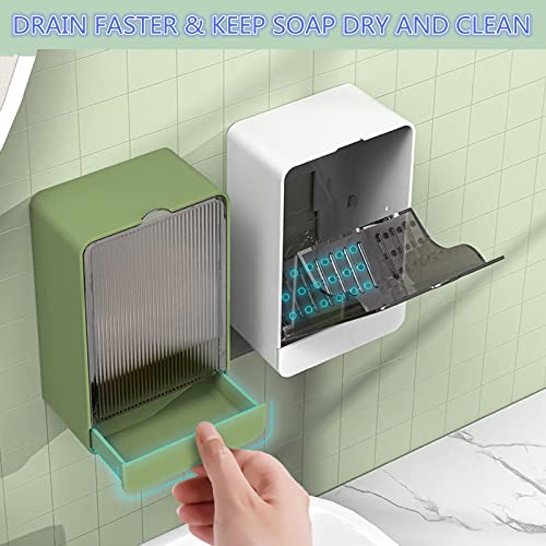 HANCELANT Wall-Mounted Soap Dish - 2 Pack Bar Holder with Drain