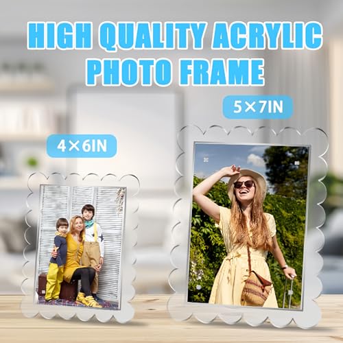 5 x 7 Scalloped Acrylic Picture Frame with Magnetic Holder - 1 Pack