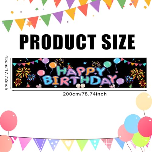 Nuxovilar Happy Birthday Banner Fireworks 18x79 Inches Polyester